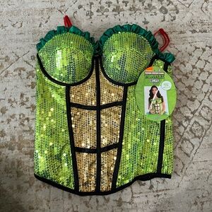 Green and Gold Sequin Turtle Corset TMNT Halloween